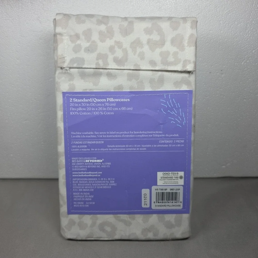 Wild Sage Isla Printed Pillowcases Grey Leopard New in Package‎